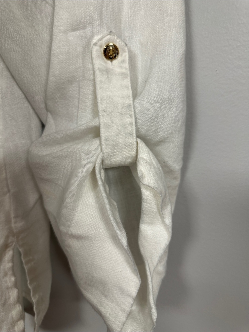 JM Collection 100% linen button front white shirt Gold Buttons, 14 - Picture 4 of 6